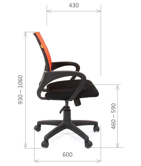 Кресло компьютерное CHAIRMAN 696 black Сетчатый акрил DW66 оранжевый в Улан-Удэ - изображение 2