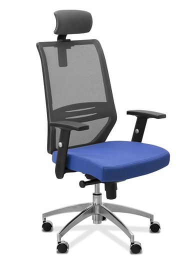 Кресло для персонала Aero с подголовником, сетка/ткань TW / черная/ синяя в Улан-Удэ - изображение 9