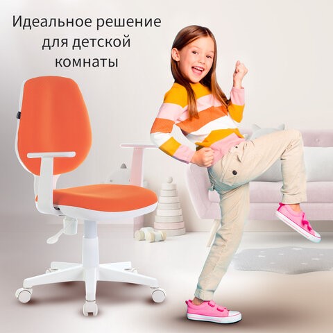 Кресло Brabix Fancy MG-201W (с подлокотниками, пластик белый, оранжевое) 532410 в Улан-Удэ - изображение 5