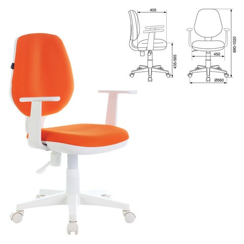 Кресло Brabix Fancy MG-201W (с подлокотниками, пластик белый, оранжевое) 532410 в Улан-Удэ - изображение 3