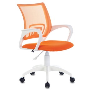 Компьютерное кресло Brabix Fly MG-396W (с подлокотниками, пластик белый, сетка, оранжевое) 532401 в Улан-Удэ