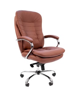 Кресло компьютерное CHAIRMAN 795 кожа, цвет коричневый в Улан-Удэ