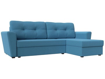Угловой диван с оттоманкой Амстердам Лайт, Амур голубой (рогожка) в Улан-Удэ