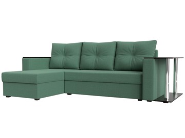 Угловой диван с оттоманкой Атланта Лайт, Амур зеленый (микровельвет) в Улан-Удэ