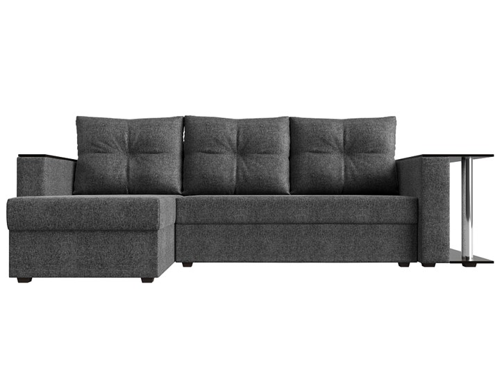 Угловой диван с оттоманкой Атланта Лайт, Серый (рогожка) в Улан-Удэ - изображение 1