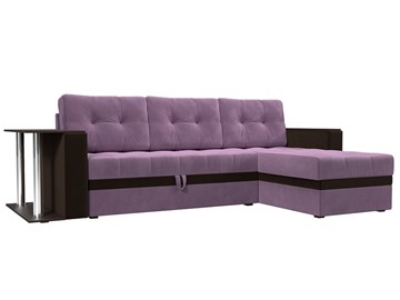 Угловой диван для гостиной Атланта М, Сиреневый/Коричневый (микровельвет) в Улан-Удэ