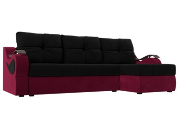 Угловой диван с оттоманкой Меркурий, Черный/Бордовый (микровельвет) в Улан-Удэ