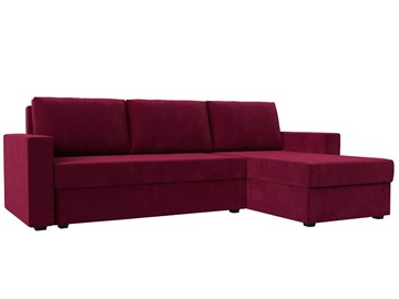 Угловой диван с оттоманкой Траумберг Лайт, Бордовый (микровельвет) в Улан-Удэ