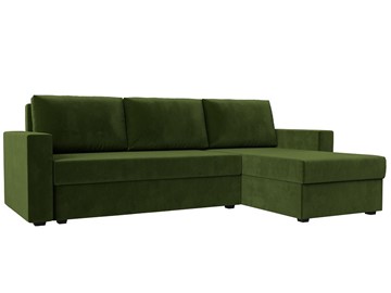 Угловой диван с оттоманкой Траумберг Лайт, Зеленый (микровельвет) в Улан-Удэ