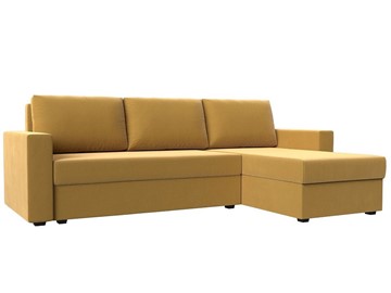 Угловой диван с оттоманкой Траумберг Лайт, Желтый (микровельвет) в Улан-Удэ