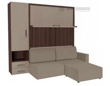 Шкаф-кровать трансформер Кровать-трансформер Smart (ШЛ+КД 1400+Пуф), шкаф левый, правый подлокотник в Улан-Удэ
