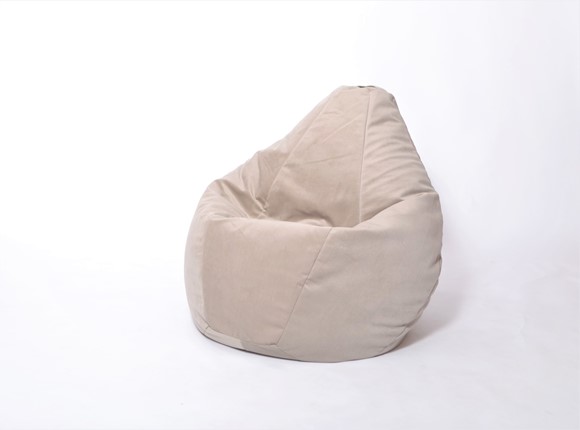 Кресло-мешок Груша среднее, велюр однотон, бежевое в Улан-Удэ - изображение