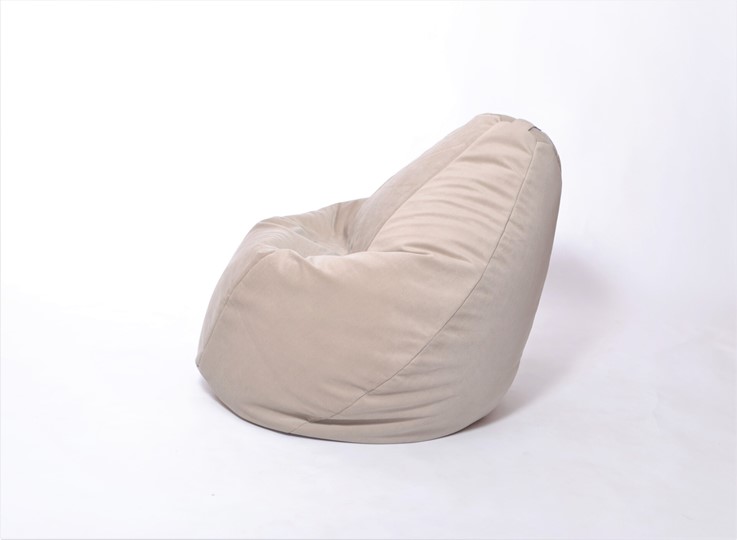 Кресло-мешок Груша среднее, велюр однотон, бежевое в Улан-Удэ - изображение 2
