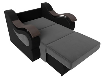Кресло раскладное Меркурий (60), Серый\Черный (Велюр\Экокожа) в Улан-Удэ - предосмотр 1