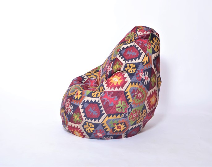 Кресло-мешок Груша среднее, велюр принт, мехико графит в Улан-Удэ - изображение 1
