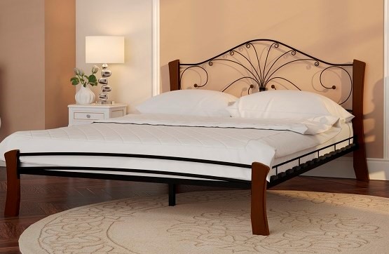 Двуспальная кровать Фортуна 4 Лайт, 1600, черный/махагон в Улан-Удэ - изображение