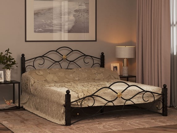Кровать 2-спальная Гарда 3, 160х200, черная в Улан-Удэ - изображение
