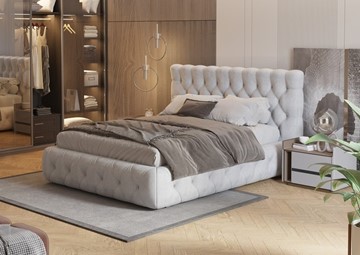 Двуспальная кровать Castello 160х200, Флок (Бентлей Светло-серый) в Улан-Удэ