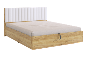 Двуспальная кровать с подъемным механизмом Адам, дуб крафт золотой/белоснежный (экокожа) в Улан-Удэ