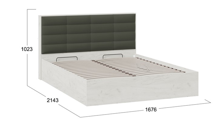 Кровать с подъемным механизмом Агата тип 1 (Дуб крафт белый, Велюр Серый) в Улан-Удэ - изображение 4