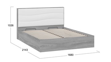 Кровать с подъемным механизмом Миранда тип 1 (Дуб Гамильтон/Белый глянец) в Улан-Удэ - предосмотр 1