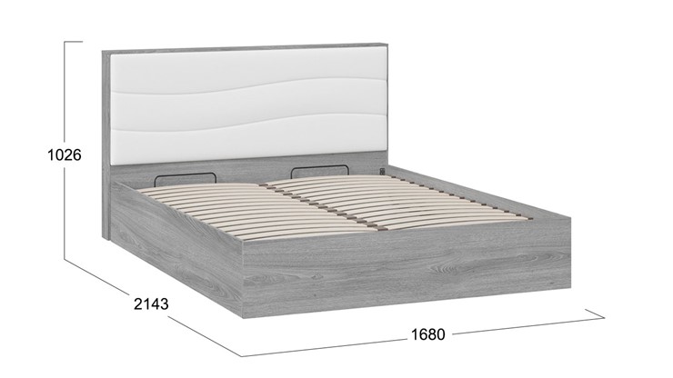 Кровать с подъемным механизмом Миранда тип 1 (Дуб Гамильтон/Белый глянец) в Улан-Удэ - изображение 1