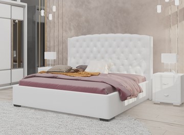 Кровать двуспальная Dario Slim 160x200, Экокожа (Белый) в Улан-Удэ