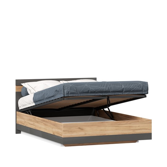 Кровать в спальню Фиджи 1400 с подъемным механизмом ЛД 659.075, Дуб золотой/Антрацит в Улан-Удэ - изображение 2