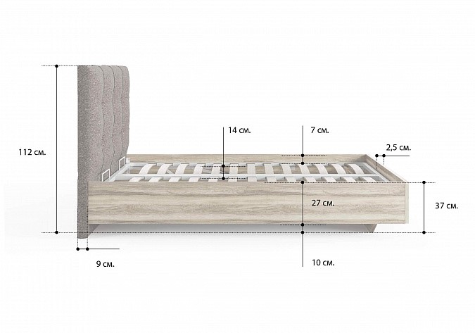 Двуспальная кровать с механизмом Victoria (ясень ориноко) 180х190 в Улан-Удэ - изображение 1