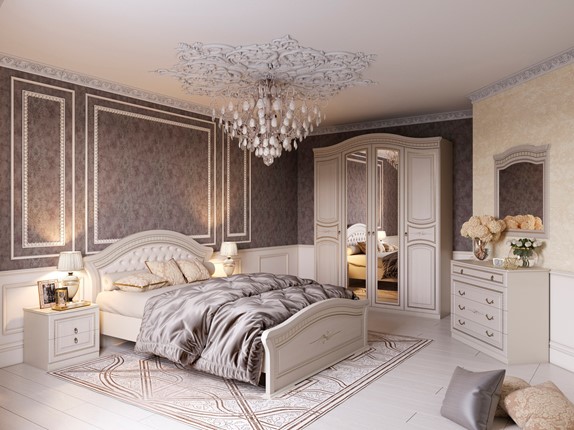 Модульная спальня Николь, Ясень жемчужный/Ваниль в Улан-Удэ - изображение