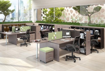 Набор мебели в офис Xten с большим шкафом для документов для 2 сотрудников в Улан-Удэ - предосмотр 1