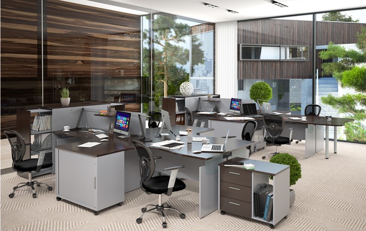 Набор мебели в офис OFFIX-NEW для двух сотрудников и руководителя в Улан-Удэ - изображение 1