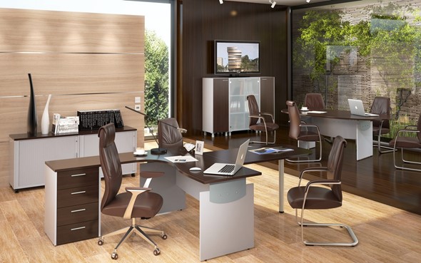 Набор мебели в офис OFFIX-NEW для двух сотрудников и руководителя в Улан-Удэ - изображение