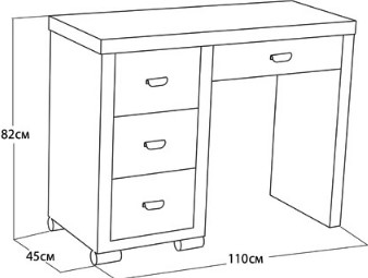 Косметический стол OrmaSoft 2, 4 ящика, левый, экокожа серая/белая в Улан-Удэ - изображение 1