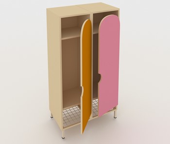 Детский распашной шкаф ШГС2 Беж + Розовый+Оражневый в Улан-Удэ