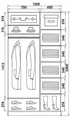 Шкаф двухдверный ХИТ 23-4-17-77-12, Корабль, шимо светлый в Улан-Удэ - изображение 2