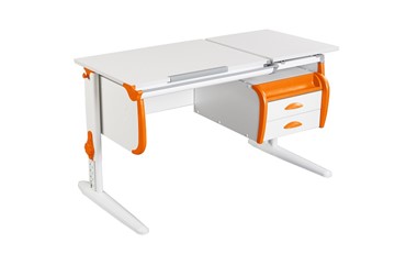 Детский стол-трансформер 1/75-40 (СУТ.25) + Tumba 3  белый/белый/Оранжевый в Улан-Удэ