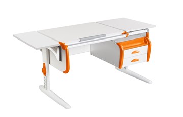 Детский стол-трансформер 1/75-40 (СУТ.25) + Polka_b 1/550 + Tumba 3 белый/белый/Оранжевый в Улан-Удэ