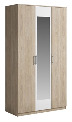 Шкаф 3 двери Светлана, с зеркалом, белый/дуб сонома в Улан-Удэ - изображение