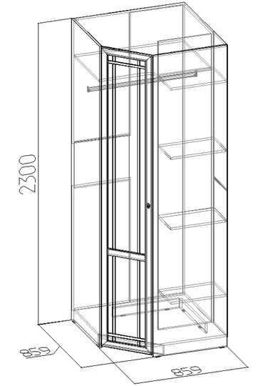 Распашной угловой шкаф Sherlock 63+ фасад стандарт, Дуб Сонома в Улан-Удэ - изображение 2