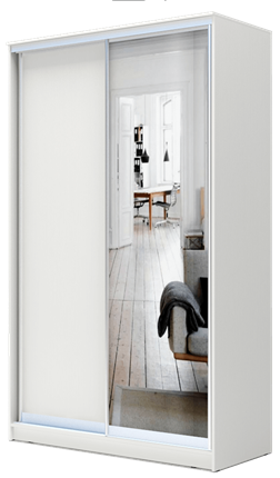 Шкаф 2-х дверный 2200х1200х420 с одним зеркалом ХИТ 22-4-12/2-15 Белая шагрень в Улан-Удэ - изображение
