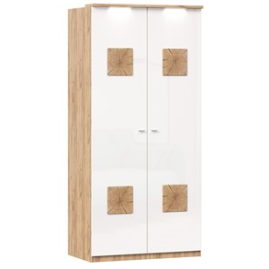 Шкаф двухстворчатый Фиджи с декоративными накладками 659.237, цвет белый в Улан-Удэ