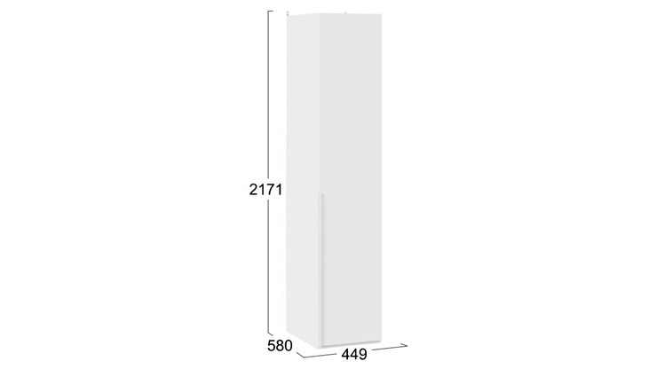 Шкаф одностворчатый Порто (580) СМ-393.07.001 (Белый жемчуг/Белый софт) в Улан-Удэ - изображение 3