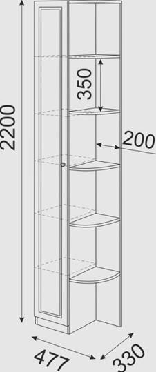 Угловой шкаф-стеллаж Беатрис М13 левый (Орех Гепланкт) в Улан-Удэ - изображение 3