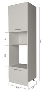 Кухонный шкаф-пенал П7 3, МДФ Софт бирюза/Антрацит в Улан-Удэ