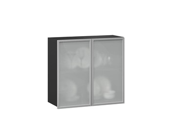 Шкаф кухонный 800, Шервуд, со стеклом ЛД 281.361.000.030, серый/черный в Улан-Удэ