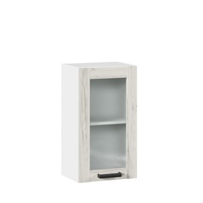 Навесной шкаф 400 со стеклом Винченца ЛД 234.320.000.028, Белый/Дуб Крафт белый в Улан-Удэ