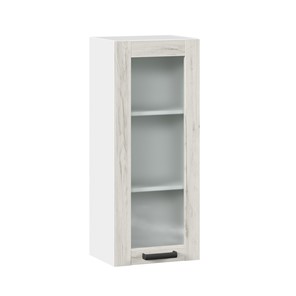 Кухонный шкаф 400 высокий со стеклом Винченца ЛД 234.420.000.036, Белый/Дуб Крафт белый в Улан-Удэ
