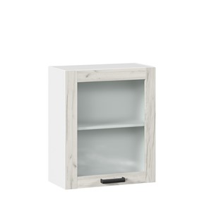Навесной шкаф 600 со стеклом Винченца ЛД 234.350.000.031, Белый/Дуб Крафт белый в Улан-Удэ