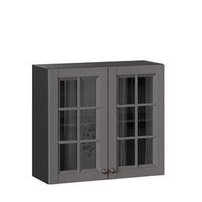 Шкаф кухонный Амели-3 800 со стеклом ЛД 299.360.000.036, Черный/Оникс серый в Улан-Удэ